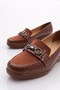 23071 Women's Front Metal Accessory Wedge Heeled Shoes Tan Crocodile - 4