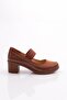 23061 بلوزة نسائية بخط واحد حذاء بكعب تان كروكو