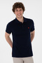Men's Slim Fit Polo Neck Navy Blue Basic T-Shirt 50297984 -Vr033 - 3