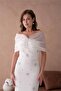 Dipmoda Women's White Tulle and Stone Detailed Evening Dress Dps9372 - 5