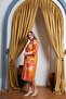 Floral Print V-Neck Plus Size Casual Dress Orange - 4