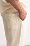 Beige Pants with Draped Lace Detail - 5