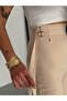 Women's Waist Buckle Bermuda/Capri Fabric Pants with Loose Legs - 3