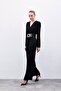 Satin Jumpsuit with Fixed Belt - Black - 3
