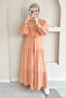 Mo334 Lace Judge Collar Salmon Dress - 2