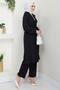 Summer Double Breasted Collar Trench Coat Double Suit Black Hm2703 - 3