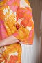 Floral Print V-Neck Plus Size Casual Dress Orange - 2