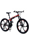 26 Inch Folding Mountain Bike, 24 Speed Full Suspension Bicycle with High-Carbon Steel