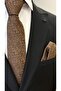 Brown Patterned Premium Tie & Handkerchief with Gift Box
