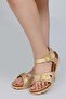 50024 Double Buckle Gold Color Girl's Sandals - 2