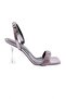 5161-23Y Women's Silver Stone Ankle Strap Heeled Shoes Platinum Metallic