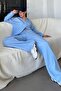 Blue Long Sleeve Striped Shirt Trousers Two Piece Set Mg2329 - 4
