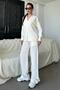 Ecru long sleeve striped shirt pants double set mg2329 - 4