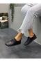 Black Leather Elastic Orthopedic Women's Casual Shoes
