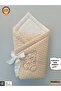 Beige Baby Blanket & Swaddle with Teddy Bear Embroidery, Newborn Hospital Outfit/Quilt - 4