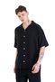 Relax Fit Relaxed Fit Short Sleeve Linen Blended Apaj Collar Sports Men's Shirt