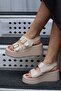 High Wedge Heeled Double Buckle Elastic Back Women's Sandals