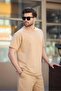 طقم تي شيرت شورت رجالي بيج أساسي E7309 - 4