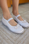 Cacares Women's Silver Satin Elastic Ballet Sneaker - 7