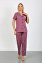 %100 Cotton Buttoned Women's Pajama Set – Comfortable and Stylish Shirt Pajama Design - Wide Size Range - 4
