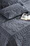 Anthracite Bohemian Bedspread 220 x 240 cm Double Size Plush Soft Welsoft 2 Pillowcases Bridal Set