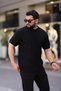 Men's Black Crew Neck Knitted T-Shirt - 2