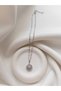 Silver Color Zircon Stone Round Baguette Model Necklace - Steel Zircon Stone Round Baguette Model Necklace - 4