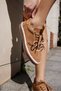 Paok Women's Nude Real Suet Double Lace Detail Sneaker - 4
