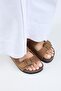 (Anjelic Tumbled) Women's Genuine Leather Double Buckle Coffee Slippers - 3