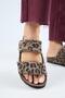 (Vina 2 Leopard) Women's Genuine Leather Double Velcro Mink Slippers - 5