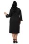 Plus Size V-Neck Midi Black Dress with Brooch and Chiffon Band Detail on Sleeve - 3