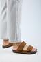 (Vina 2) Women's Genuine Leather Double Velcro Tan Slippers
