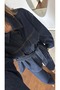 Denim Shirt Pants Suit with Collar and Belt - 6