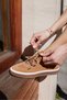Paok Women's Nude Real Suet Double Lace Detail Sneaker - 5