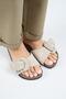 (Alandra 2) Women's Genuine Leather Single Buckle Beige Slippers - 3