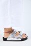 Anjelic Croco Women's Genuine Leather Double Buckle Silver Slippers - 2