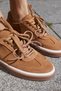Paok Women's Nude Real Suet Double Lace Detail Sneaker - 8