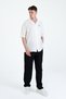Relax Fit Relaxed Fit Short Sleeve Linen Blended Chest Embroidered Apaj Collar Sports Men's Shirt - 7