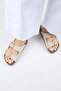 Alexa Women's Leather Genuine Leather Double Buckle Platform Beige Slippers - 7