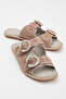 Women's Stone Banded Slippers - Real Sünün 8069 Mink Model - 2