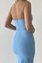 Women's Black Strapless Collar Strap Slit Midi Dress - 2