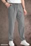 Summer Linen Trousers Raw Fabric Sweatpants Elastic Waist Unisex Comfortable Fit (Smoked)