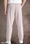 Summer Linen Trousers Raw Fabric Sweatpants Elastic Waist Unisex Comfortable Fit (Cream) - 5