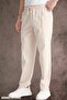 Summer Linen Trousers Raw Fabric Sweatpants Elastic Waist Unisex Comfortable Fit (Beige) - 3