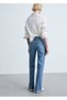 Mid-waist slit straight-cut jeans - 4