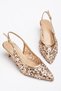 Women's Short Heeled Evening Dress Shoes Rose Sequin Mesh Open Heel