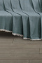 Fringed Seat Cover |   Sofa Shawl 180X210 Cotton Petrol Blue - 3