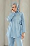 Lacing Detailed Suit Baby Blue - 5