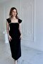Black Maxi Length Collared Stone-Detail Long Dress - 5
