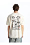 Beige Crew Neck Pokemon Printed Combed Cotton Men's T-Shirt - 4